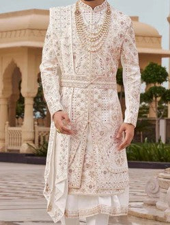 Warm White / Tusser Sherwani