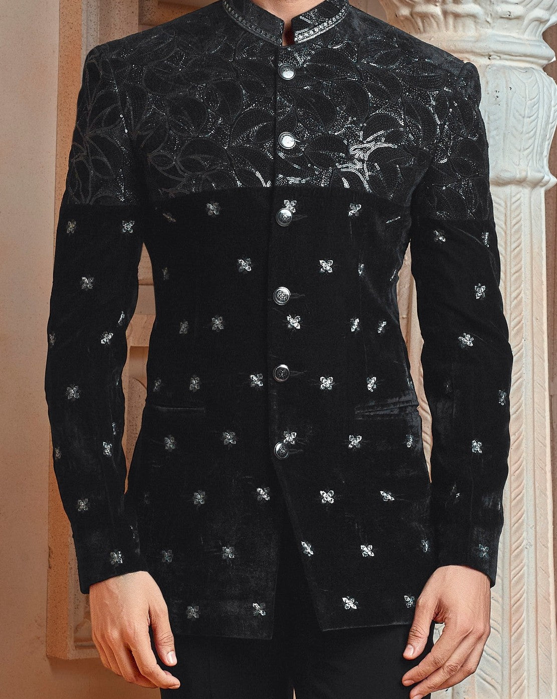 Black Micro valvet Jodhpuri