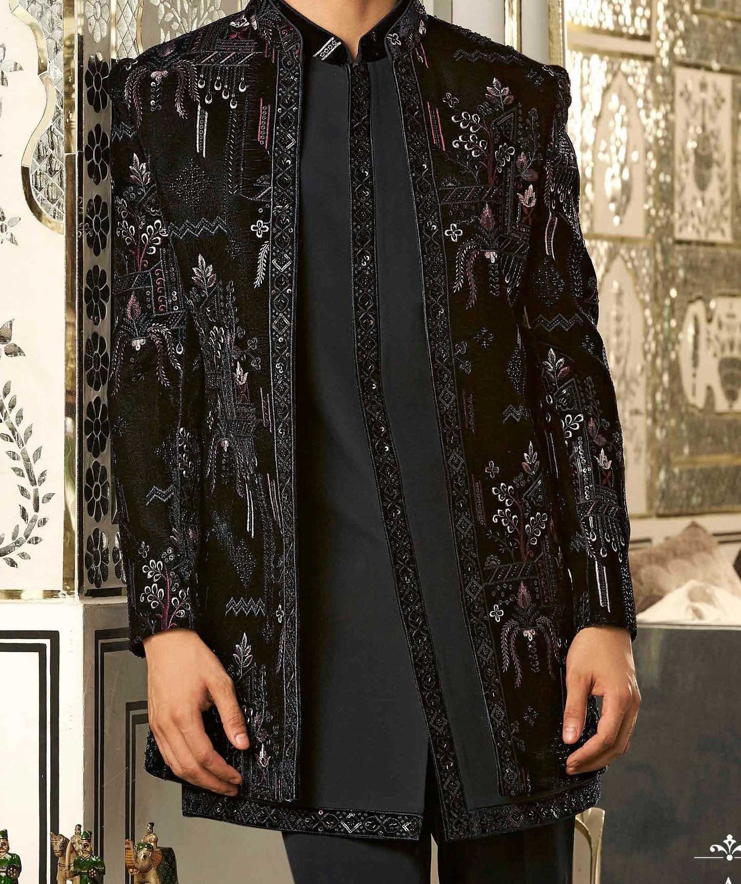 Navy Blue indowestern