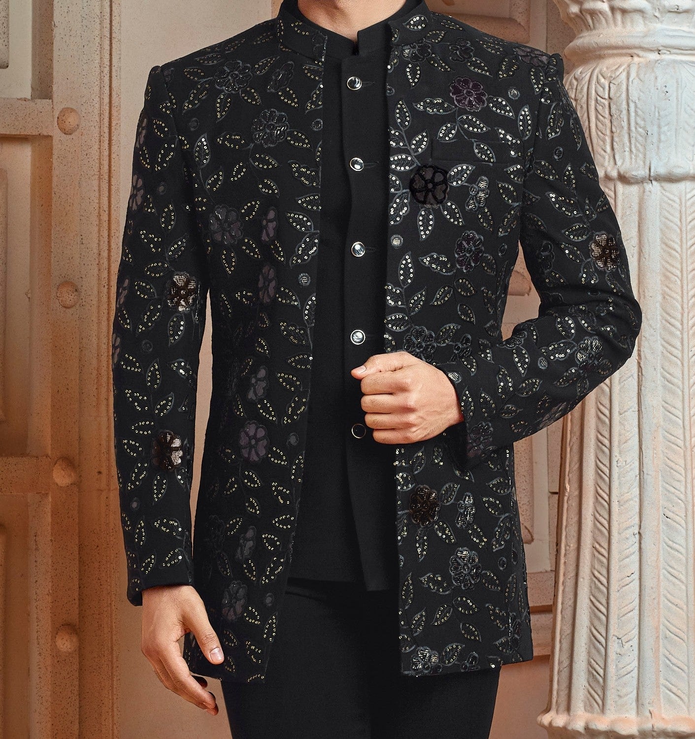 Black golden work Indo western