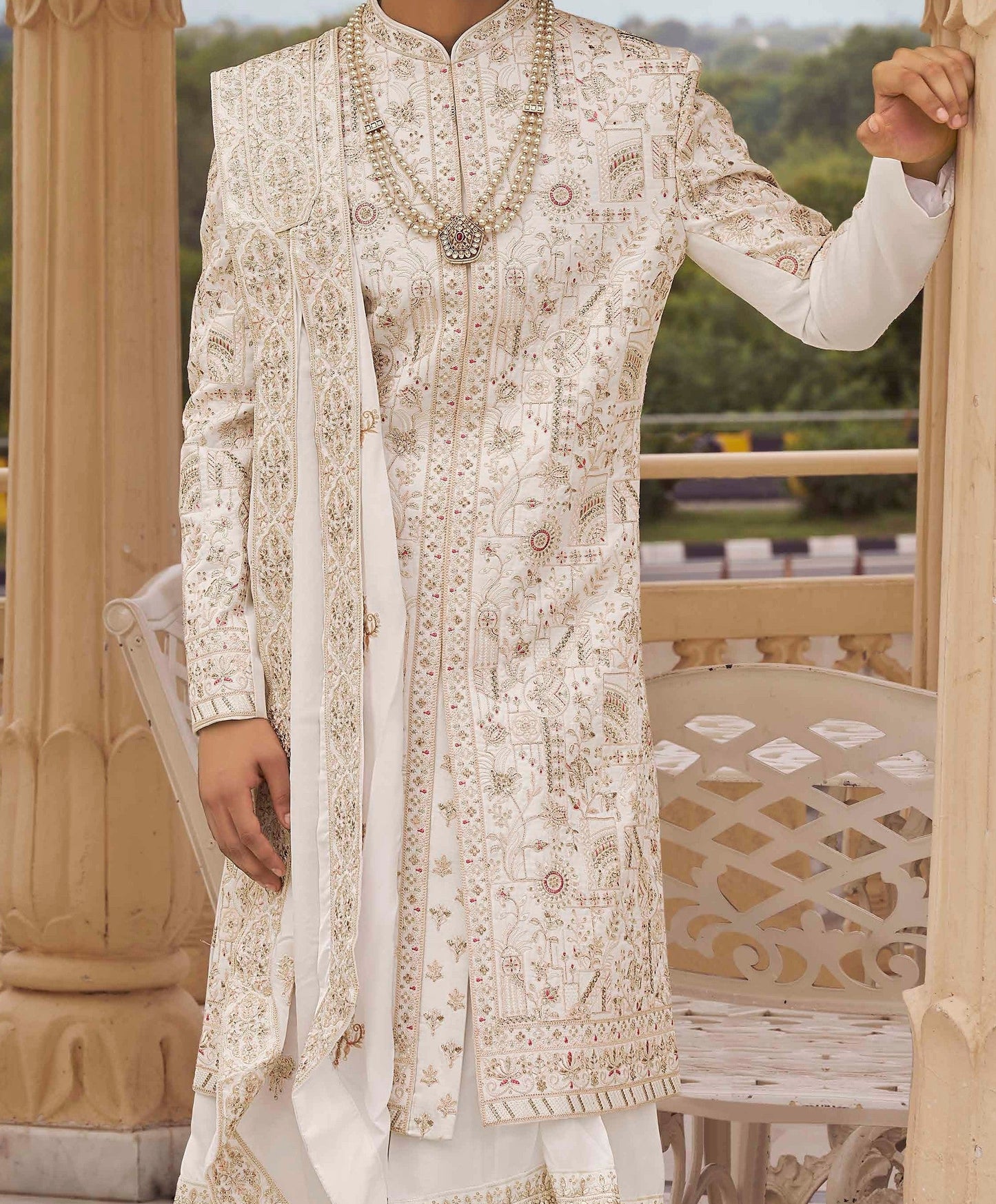 Off white Sherwani