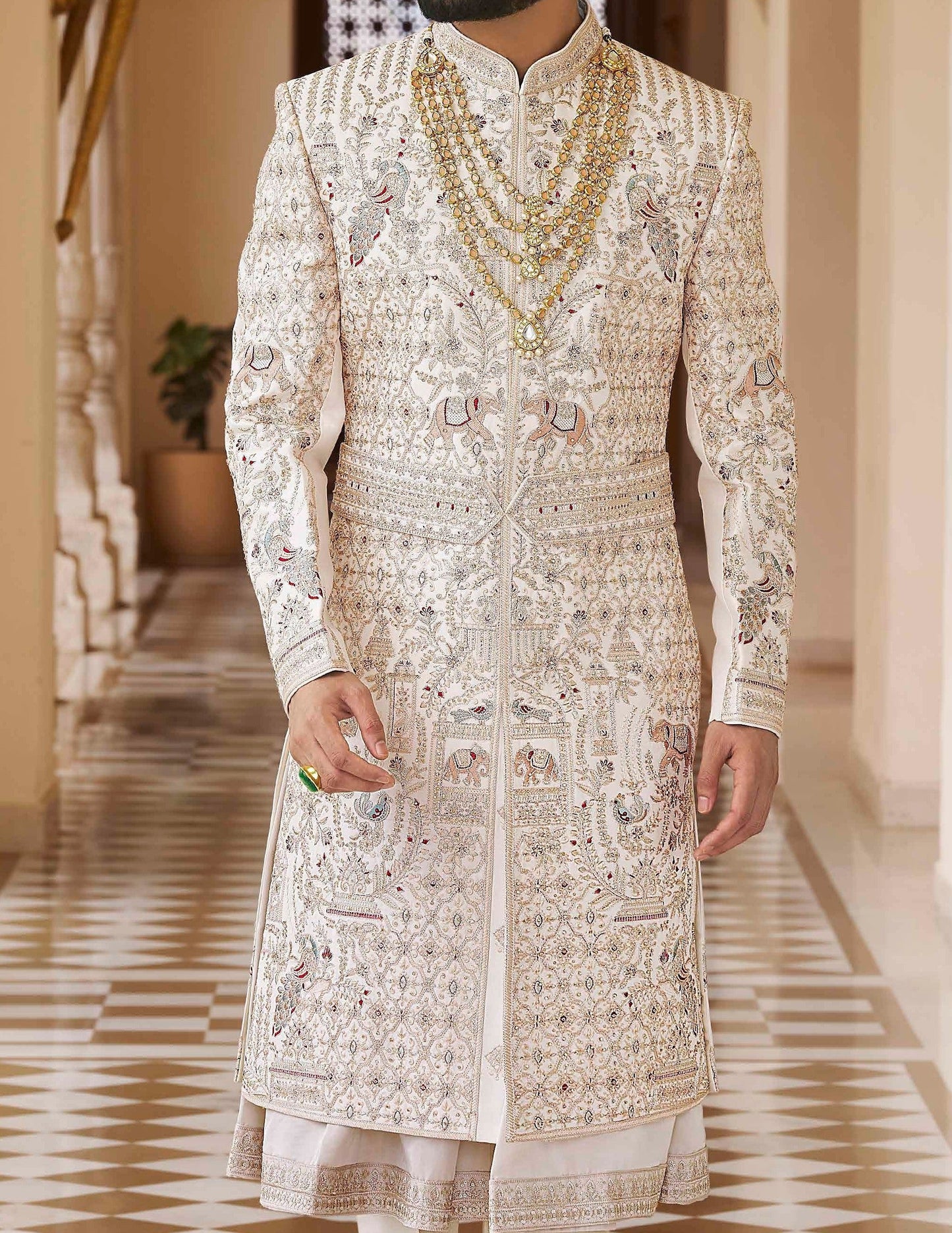 Cream white Sherwani