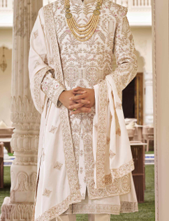 White Cream Sherwani