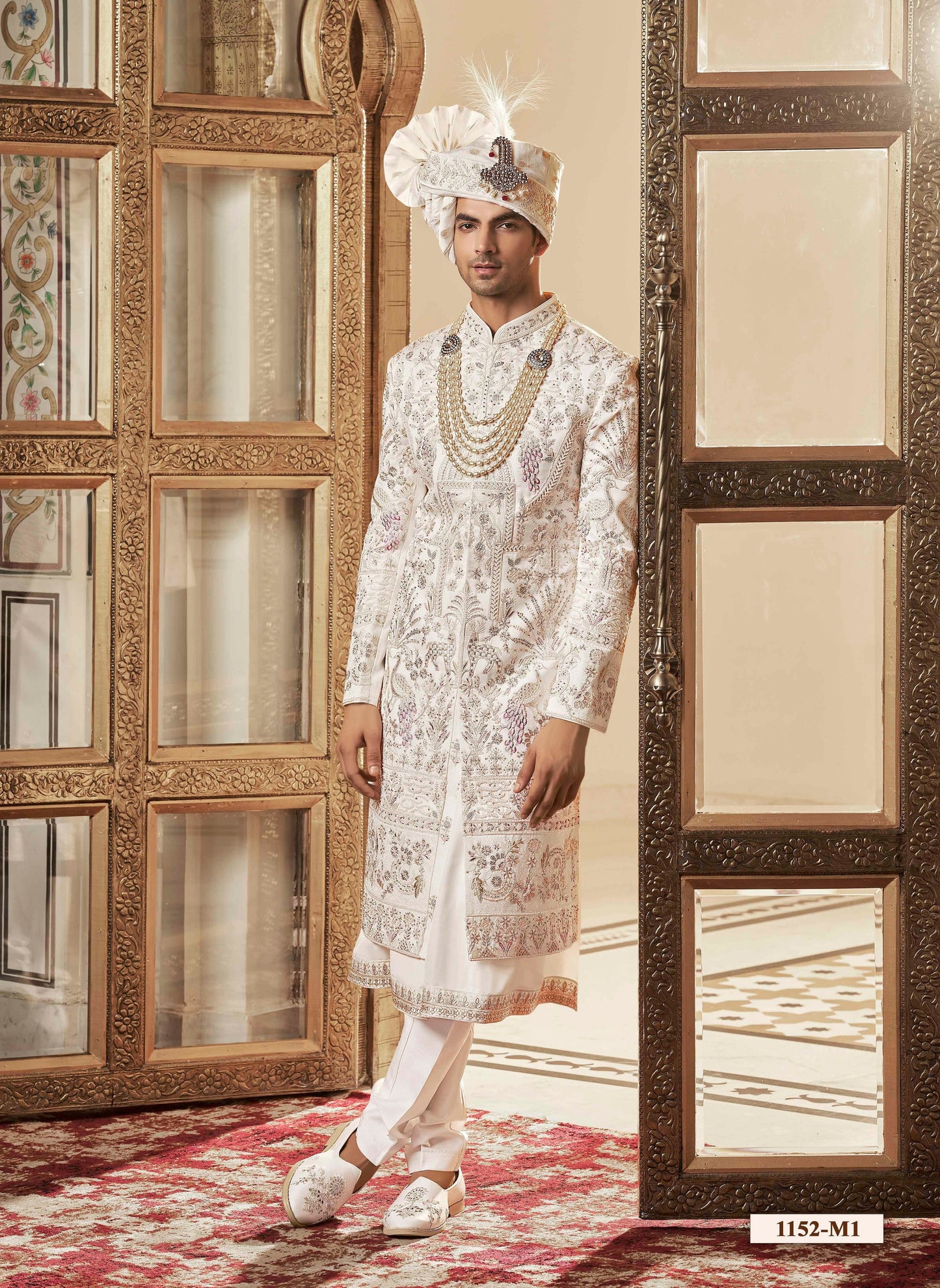 White / Rose Gold Sherwani