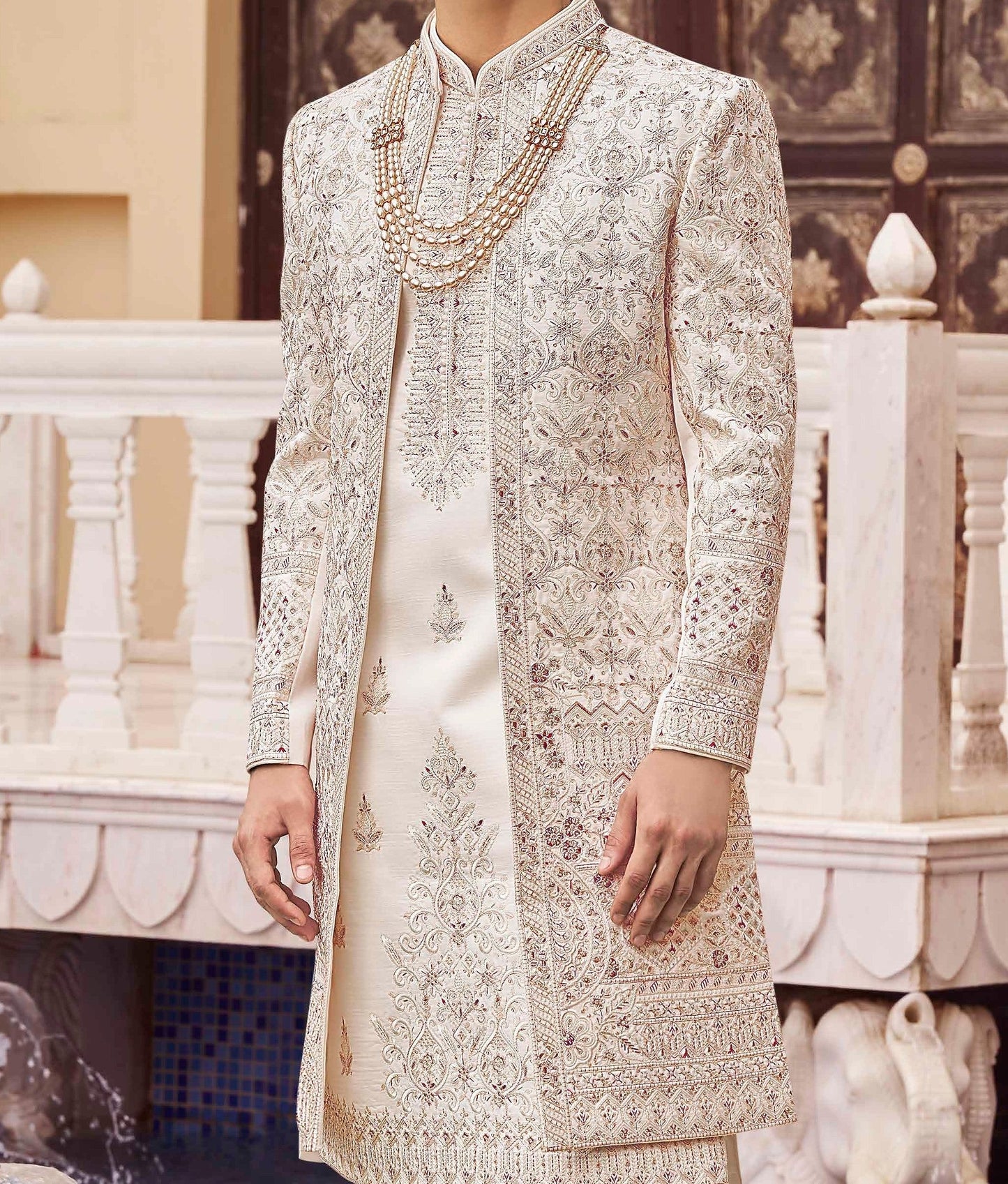 Warm White / Rose Gold Sherwani