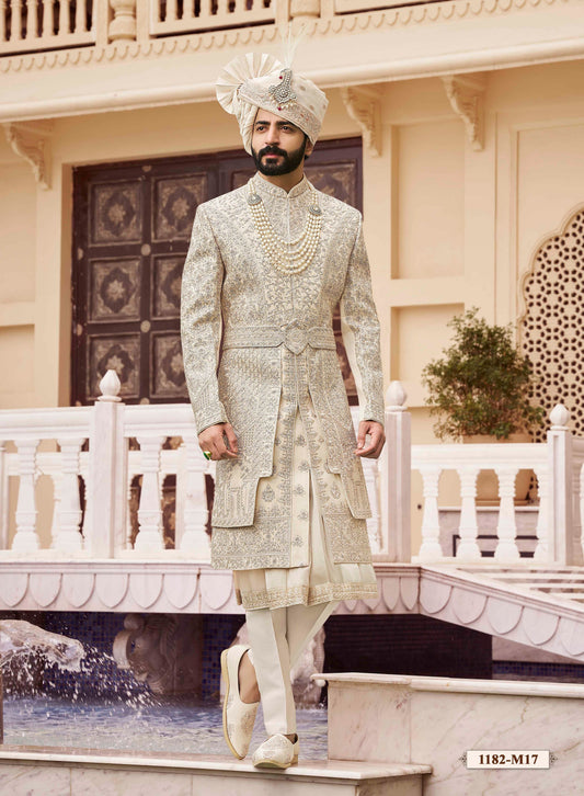 White / Tusser Sherwani