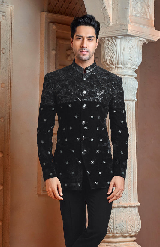 Black Micro valvet Jodhpuri