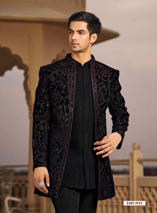 Navy Blue indowestern