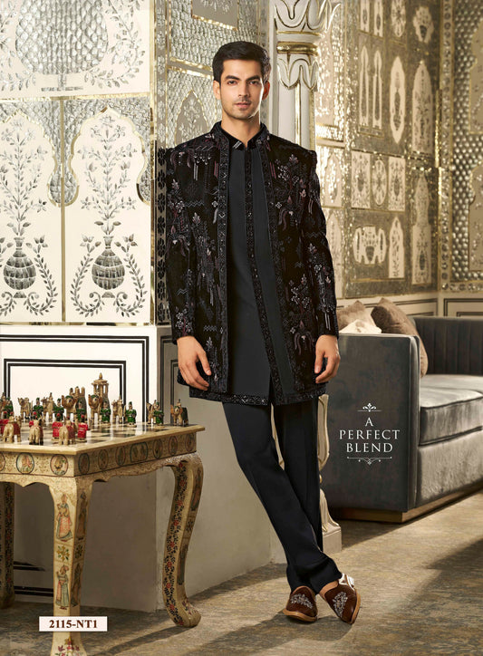 Navy Blue indowestern