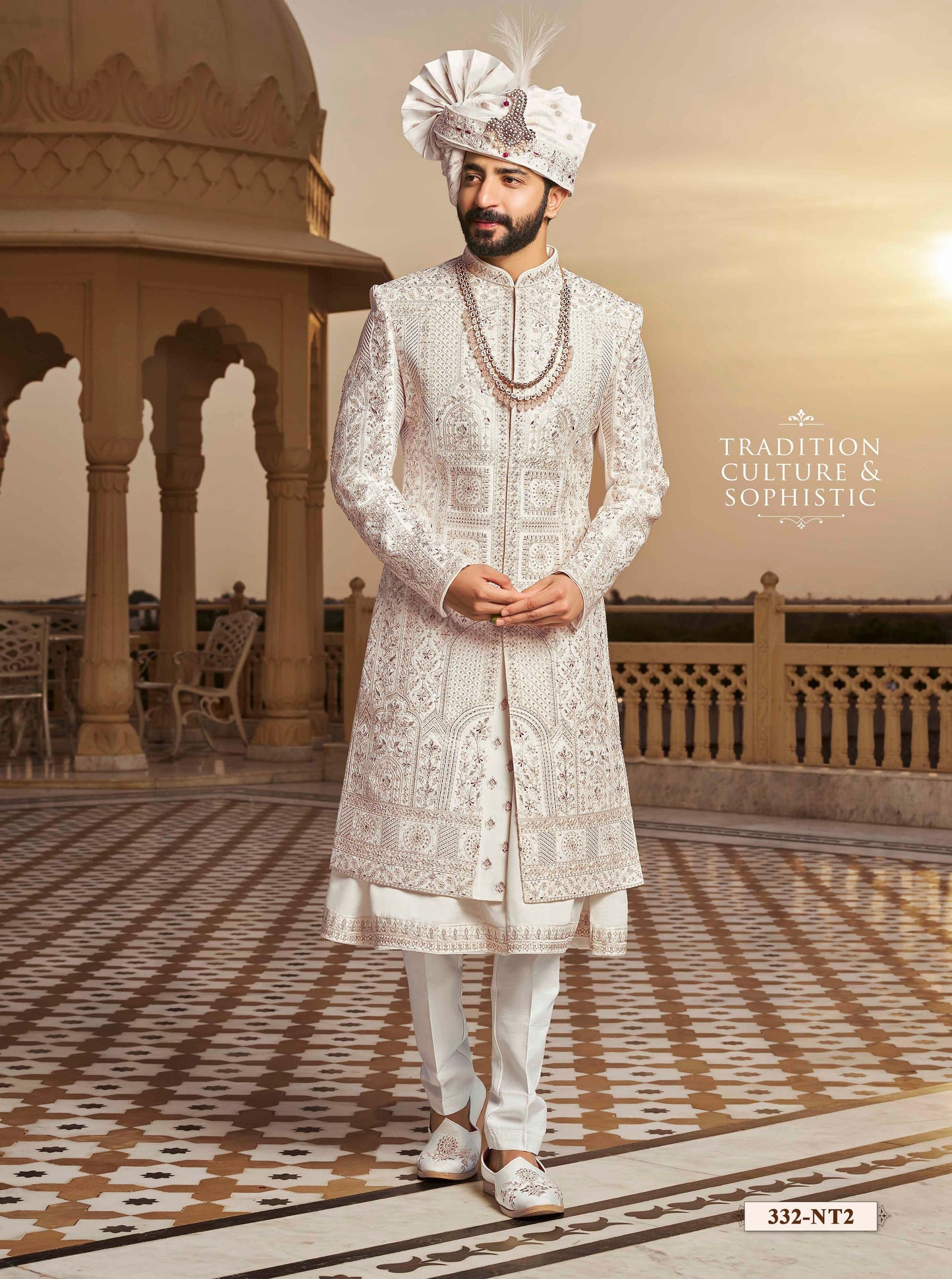 Cream Sherwani