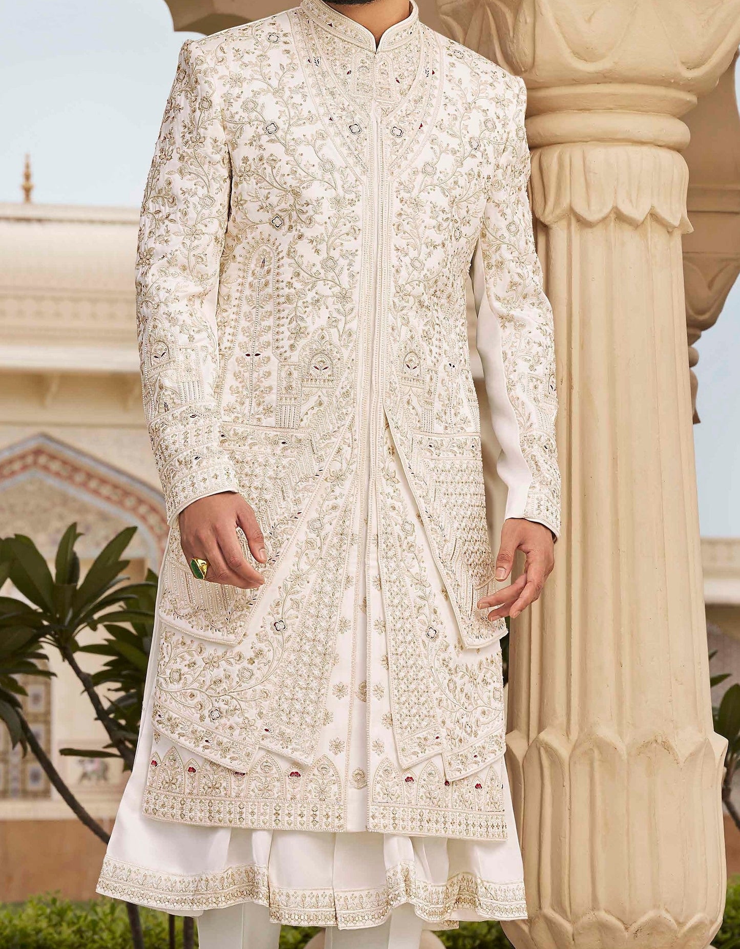 Warm white / Rose Gold Sherwani