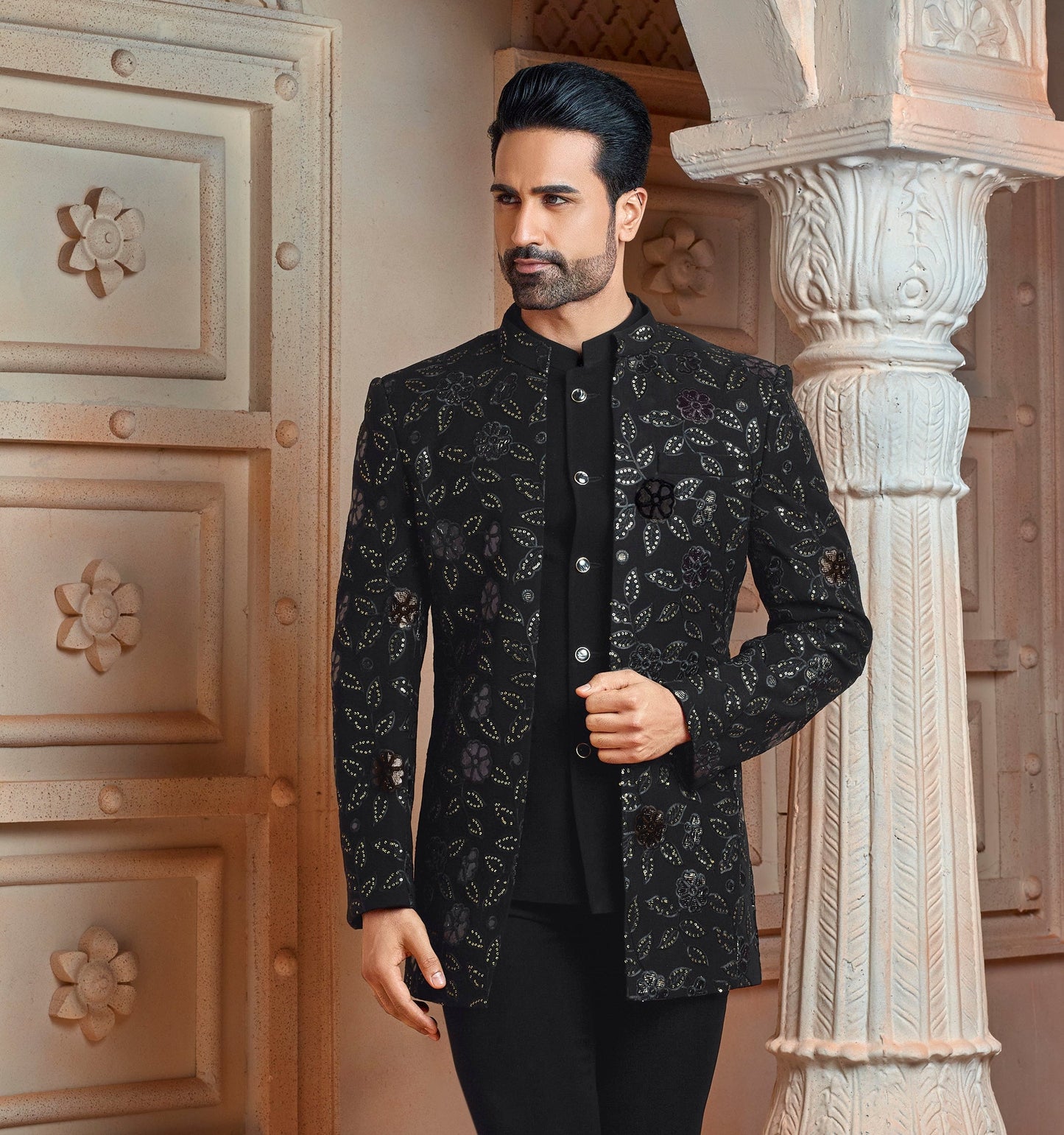 Black golden work Indo western