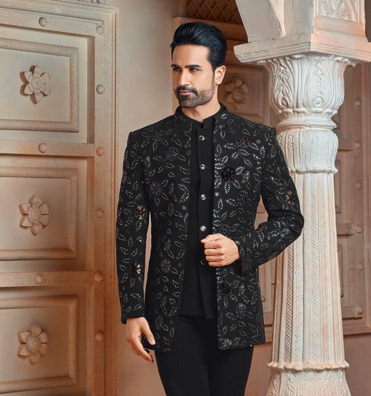 Black golden work Indo western