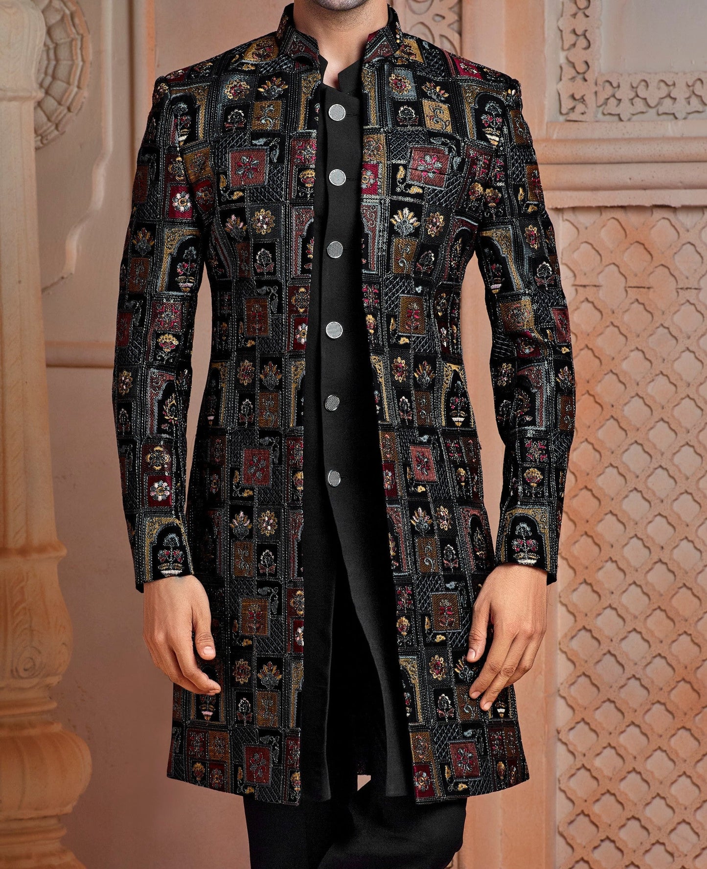 Black Indo western with multi colour work