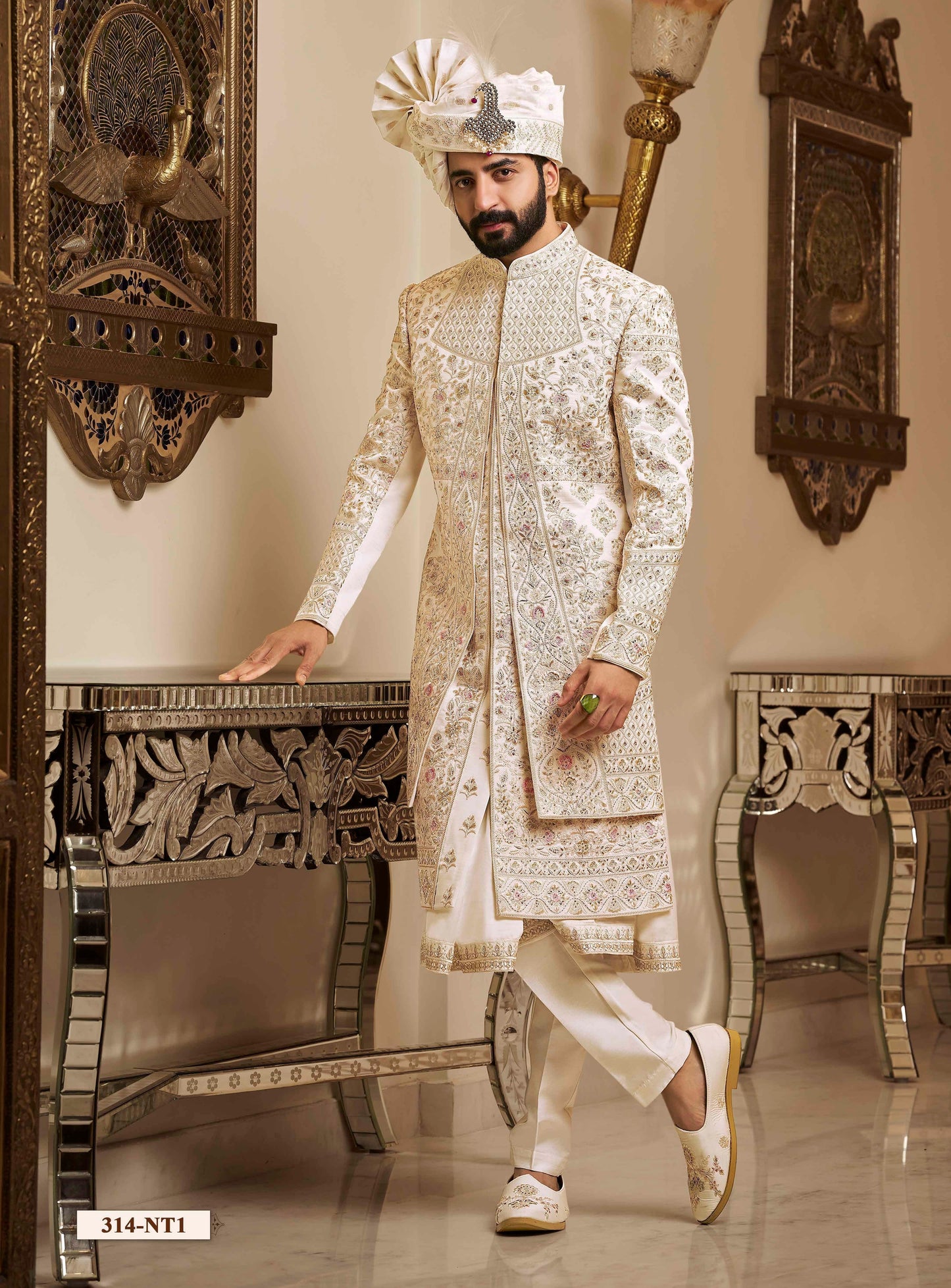 Off white Sherwani