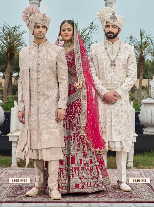 White / Rose Gold Sherwani
