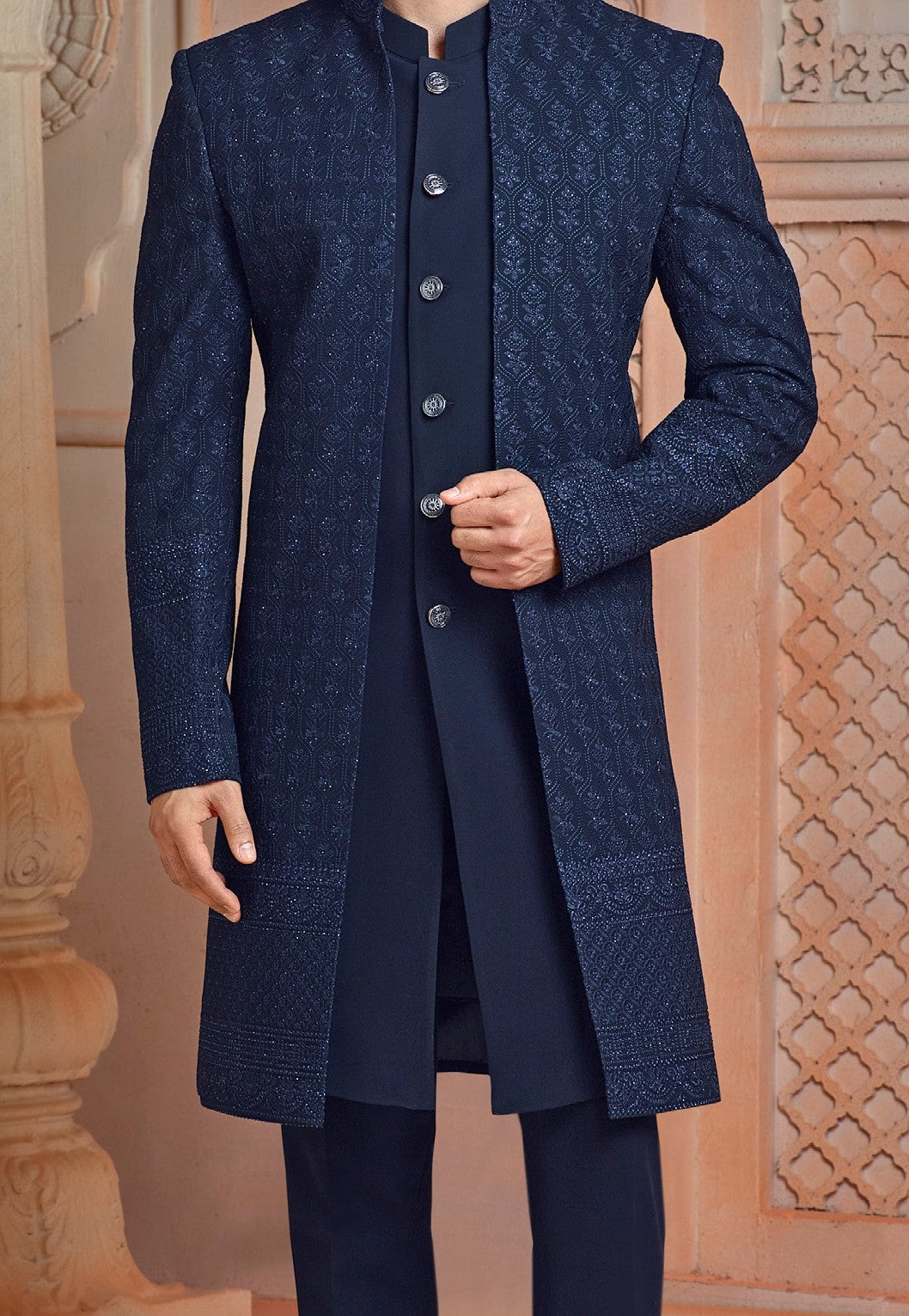 Navy Blue daman indo western