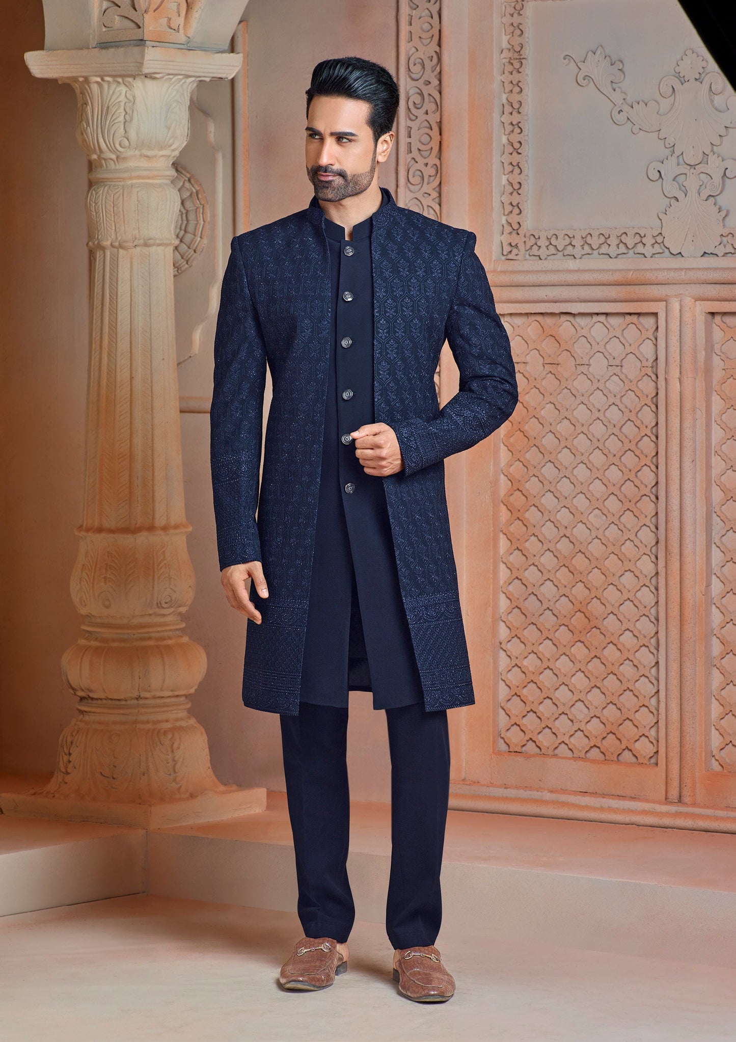 Navy Blue daman indo western