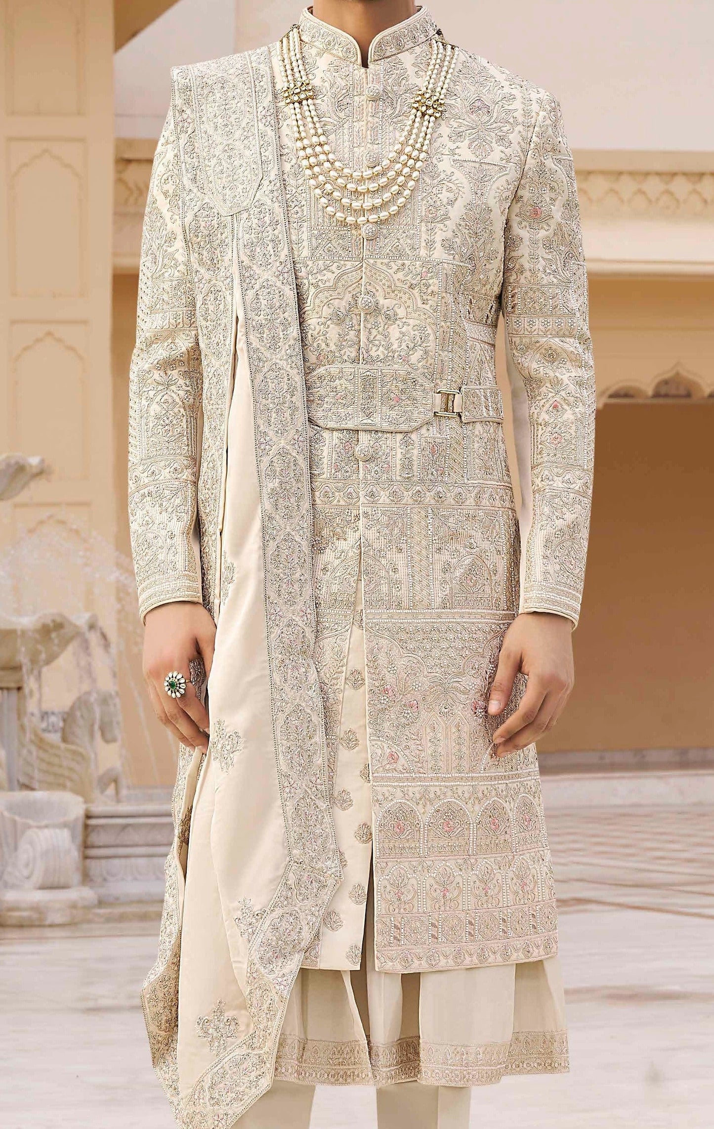 Cream White Sherwani