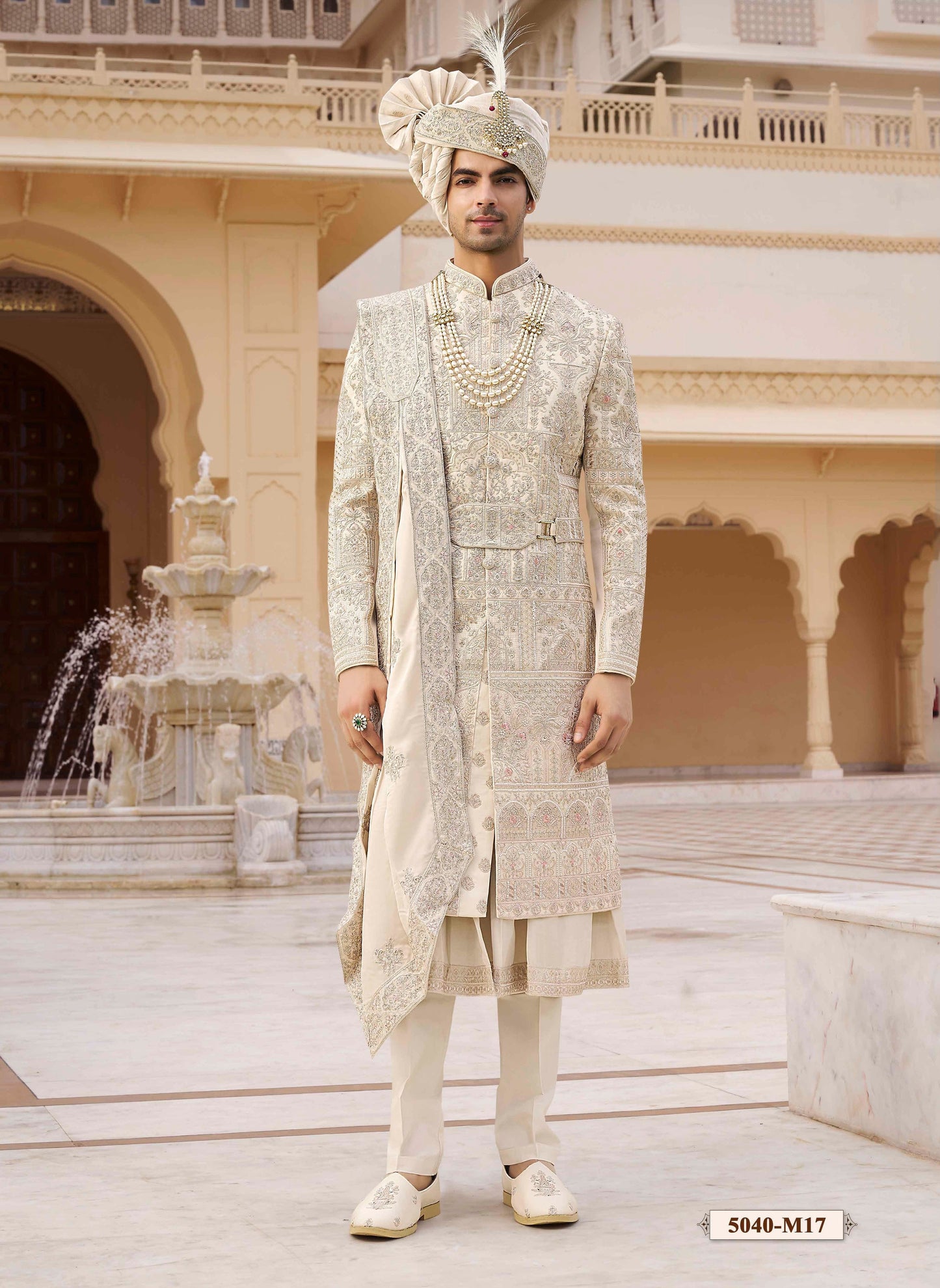 Cream White Sherwani