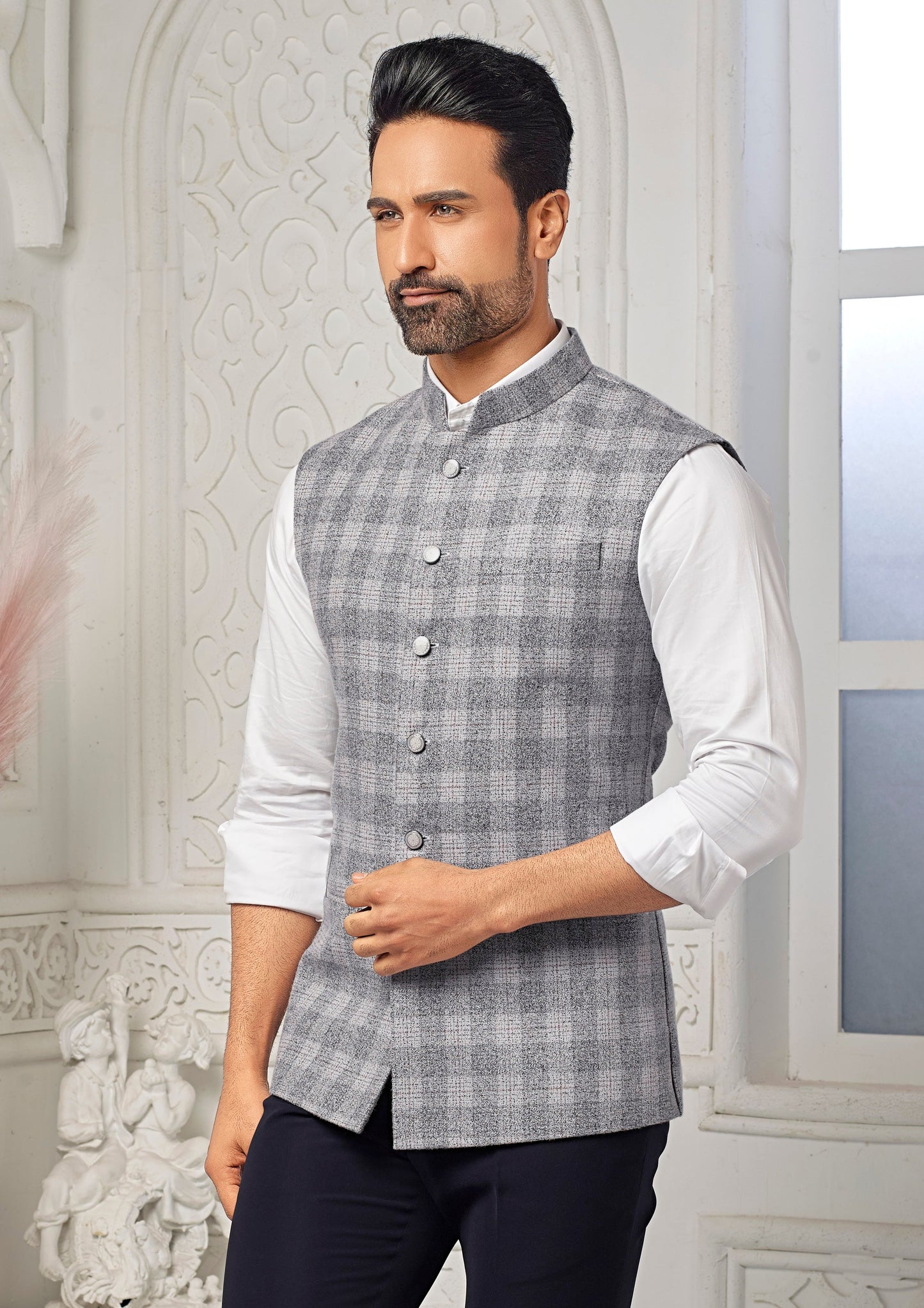 Light Grey Checkered Blazer