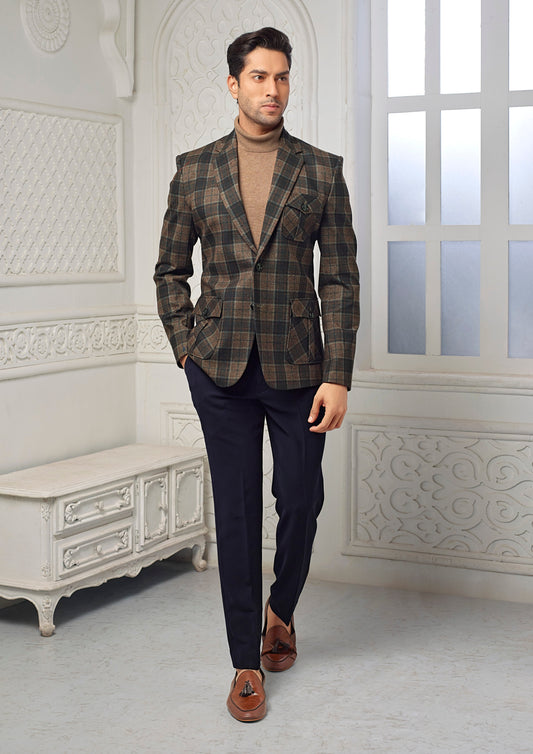 Dark Green checks blazer