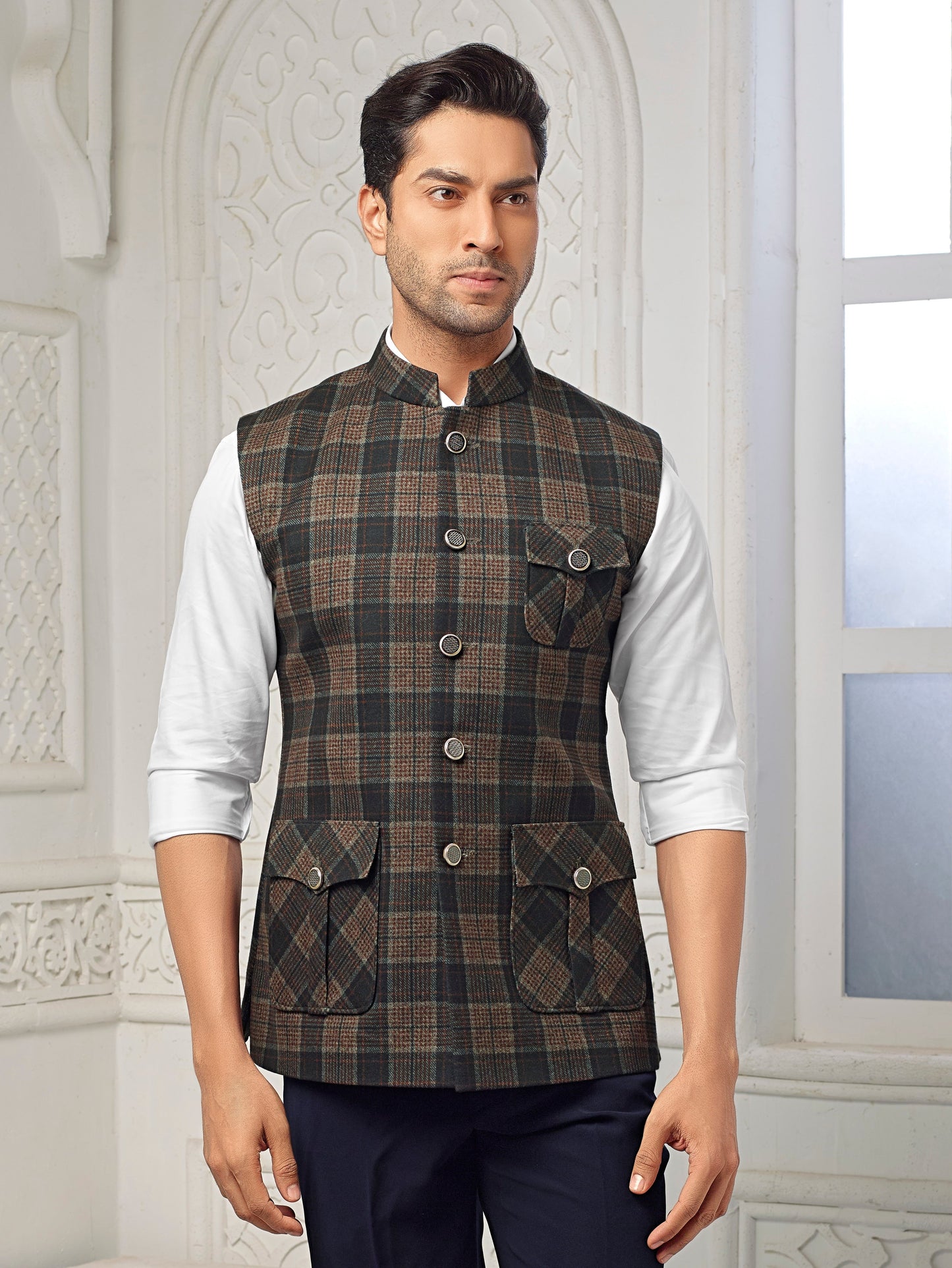 Dark Green checks blazer