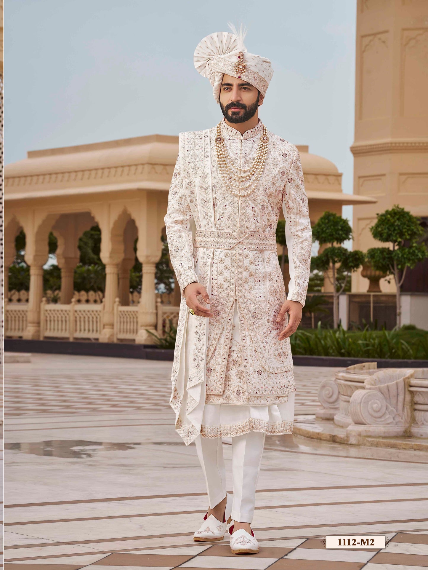 Warm White / Tusser Sherwani