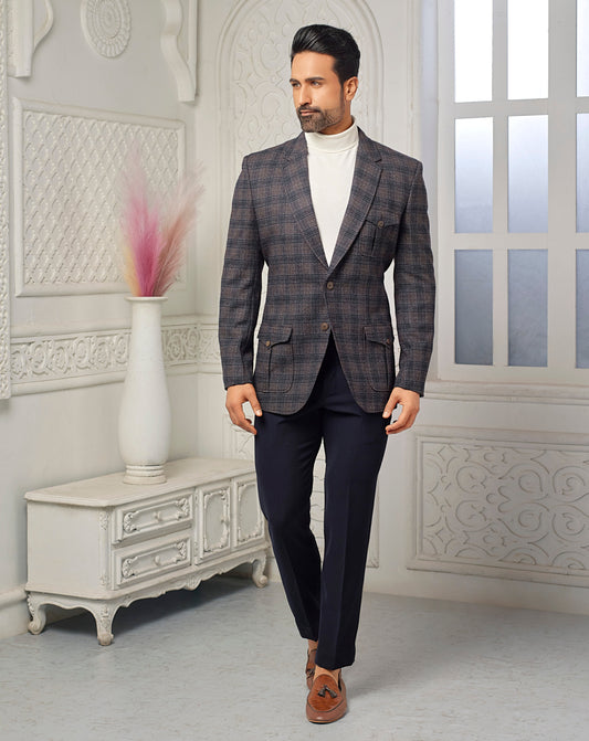 Blue & Grey checks blazer