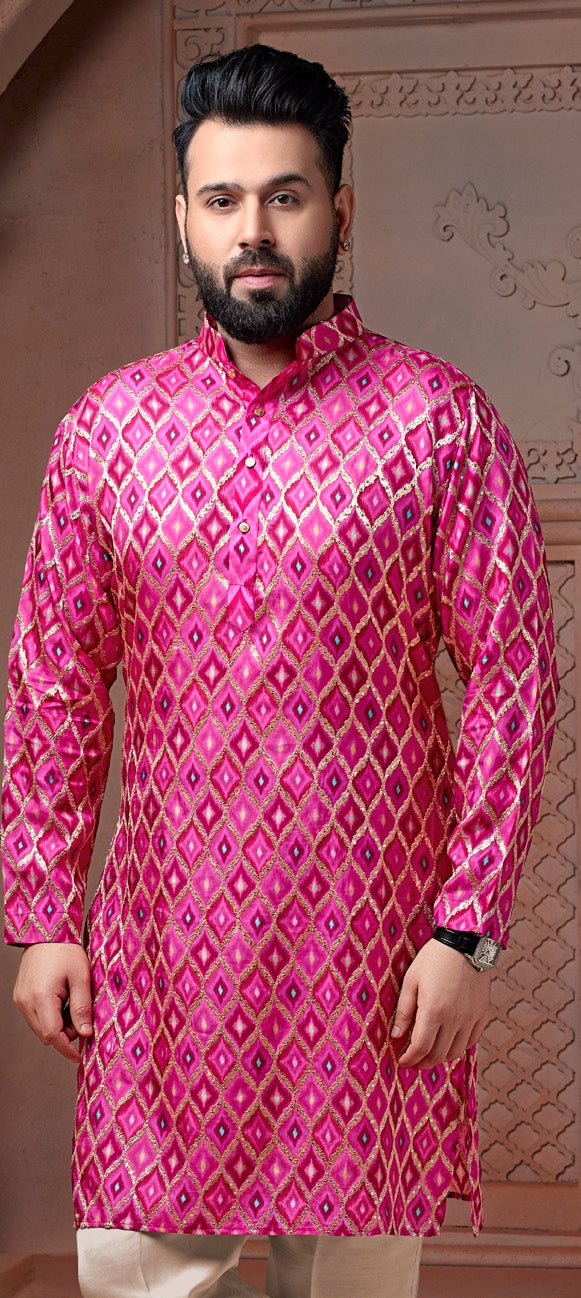 Rani Natural soft silk kurta set with golden embroidery