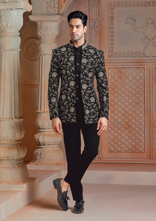 Black threaded work open Jodhpuri