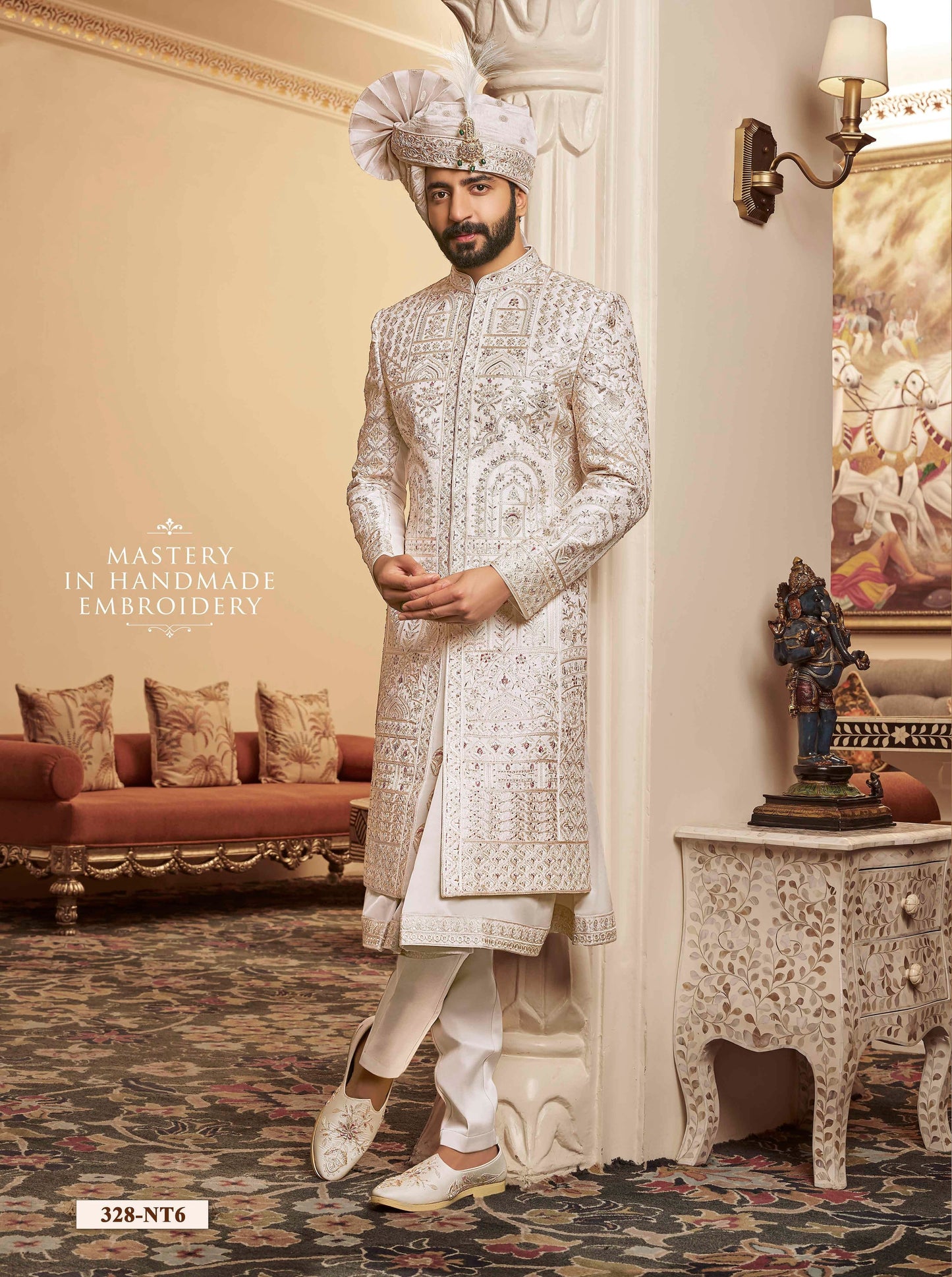 Golden cream Sherwani