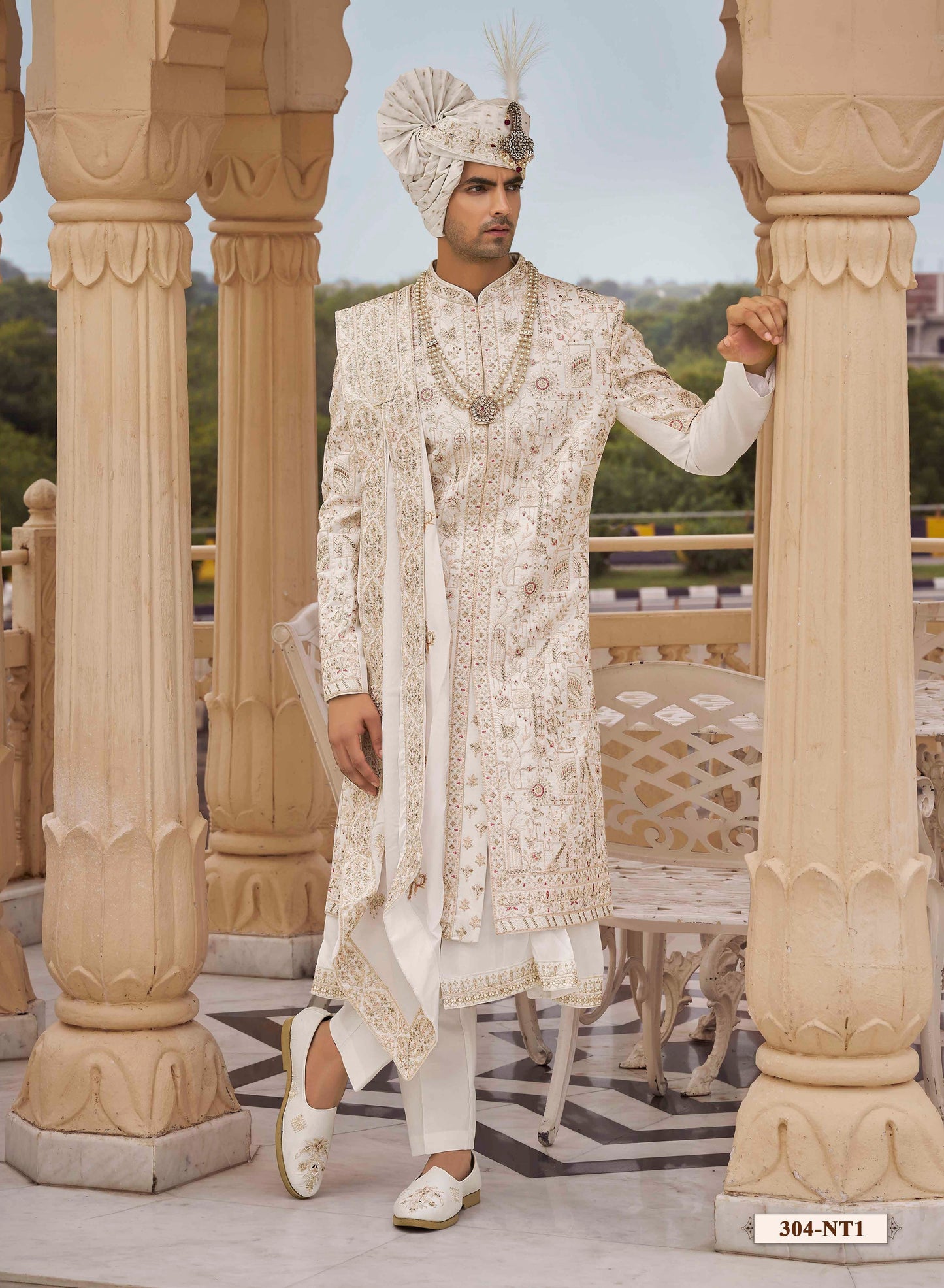 Off white Sherwani