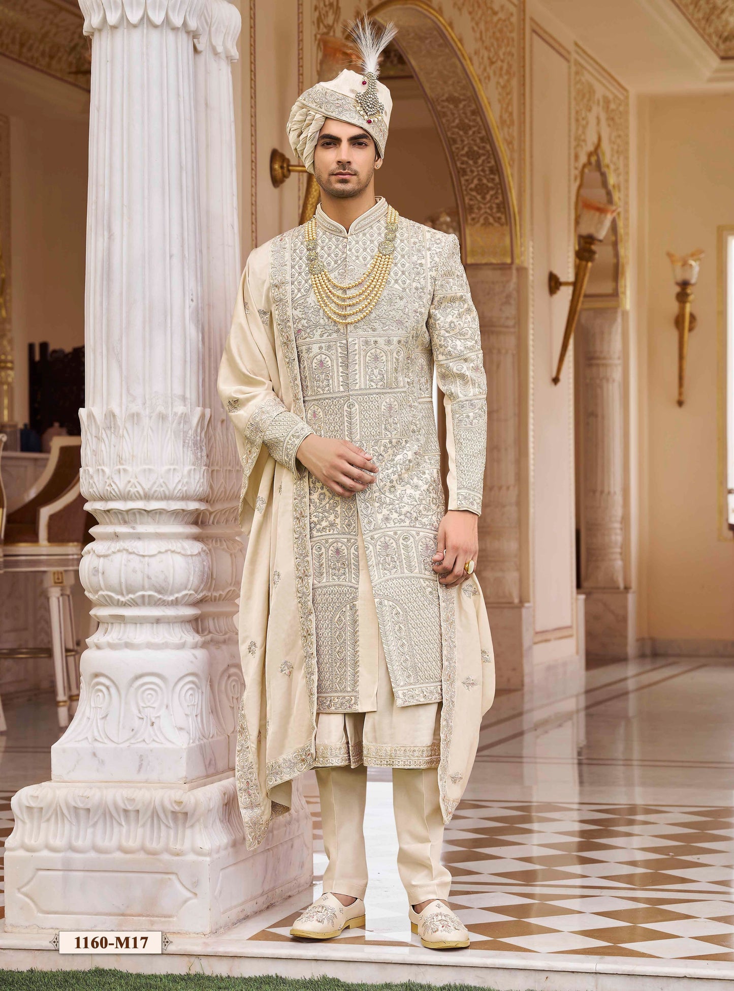 White / Tusser Sherwani