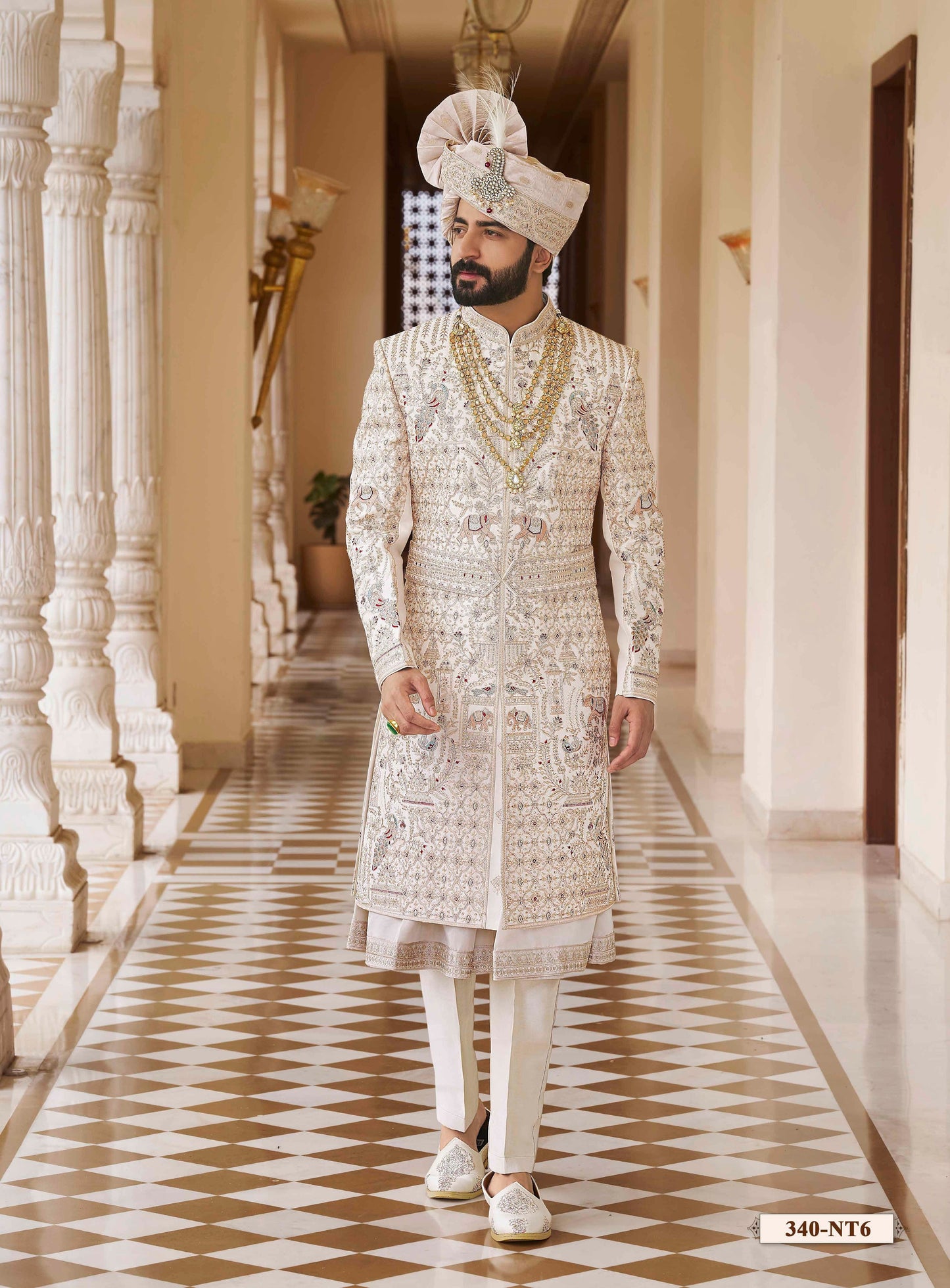 Cream white Sherwani