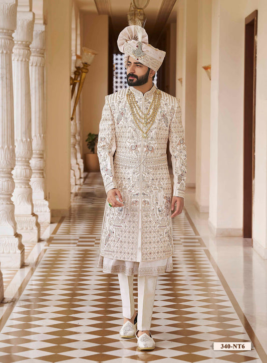 Cream white Sherwani